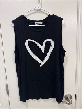 Magic Black Tank with White Heart Graphic